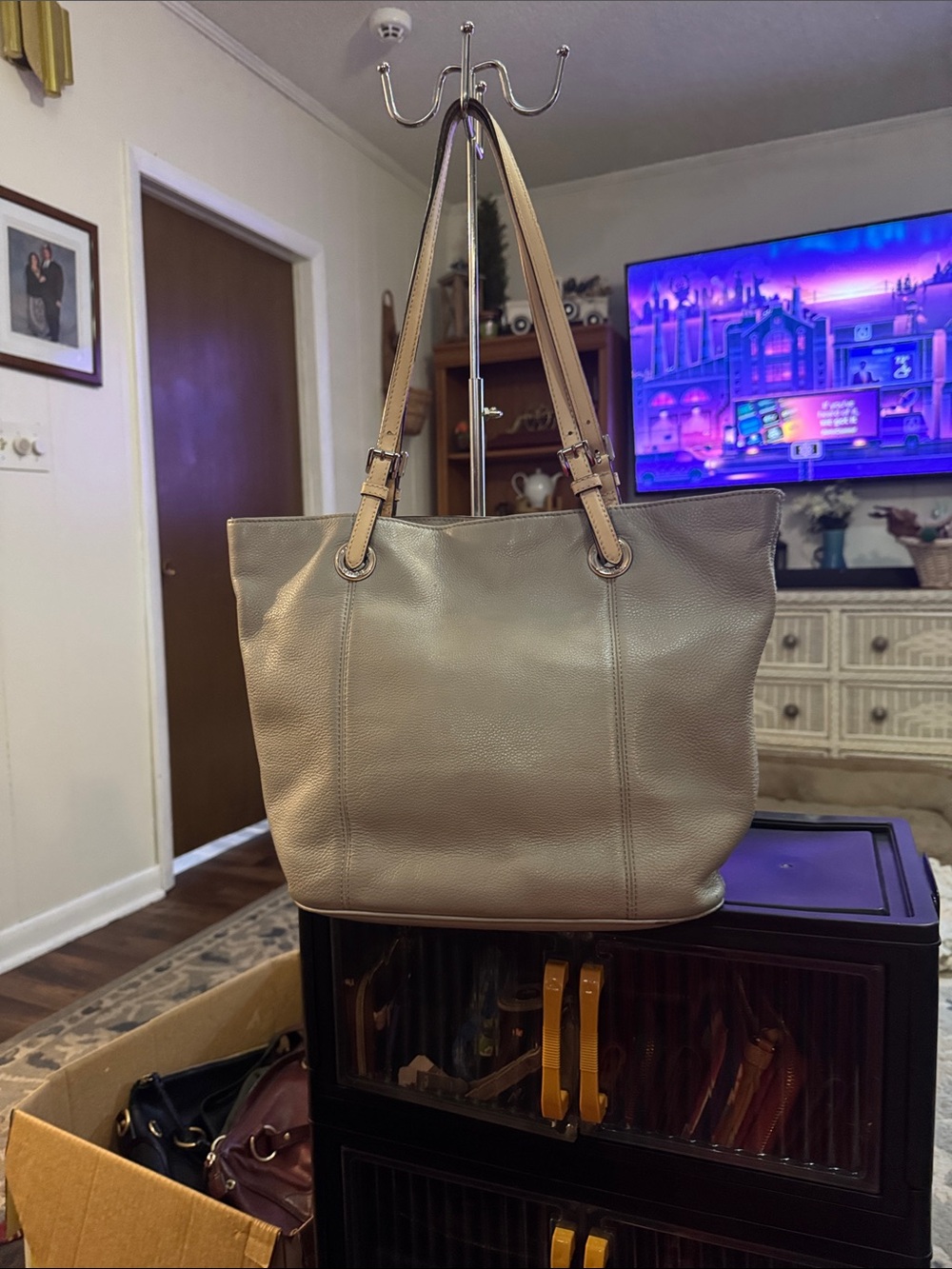 Michael Kors Bedford Gray Pebbled Leather Tote